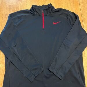 Nike Therma Fit 1/4 Zip Performance Jacket Black with Red Details, size XL